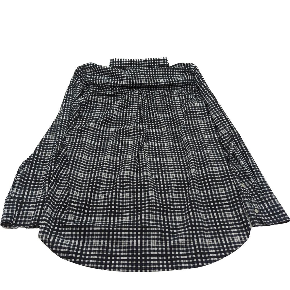LYSSE L Black White Plaid Button-Front Long Sleeve Blouse - Picture 2 of 4